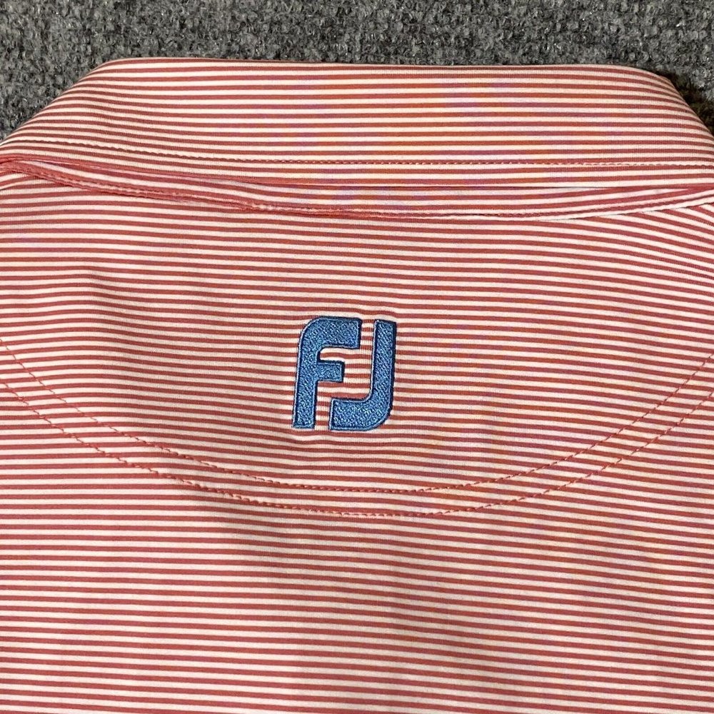 Footjoy Polo Golf Shirt Mens XL Salmon Short Sleeve Poly Stretch - Picture 4 of 10